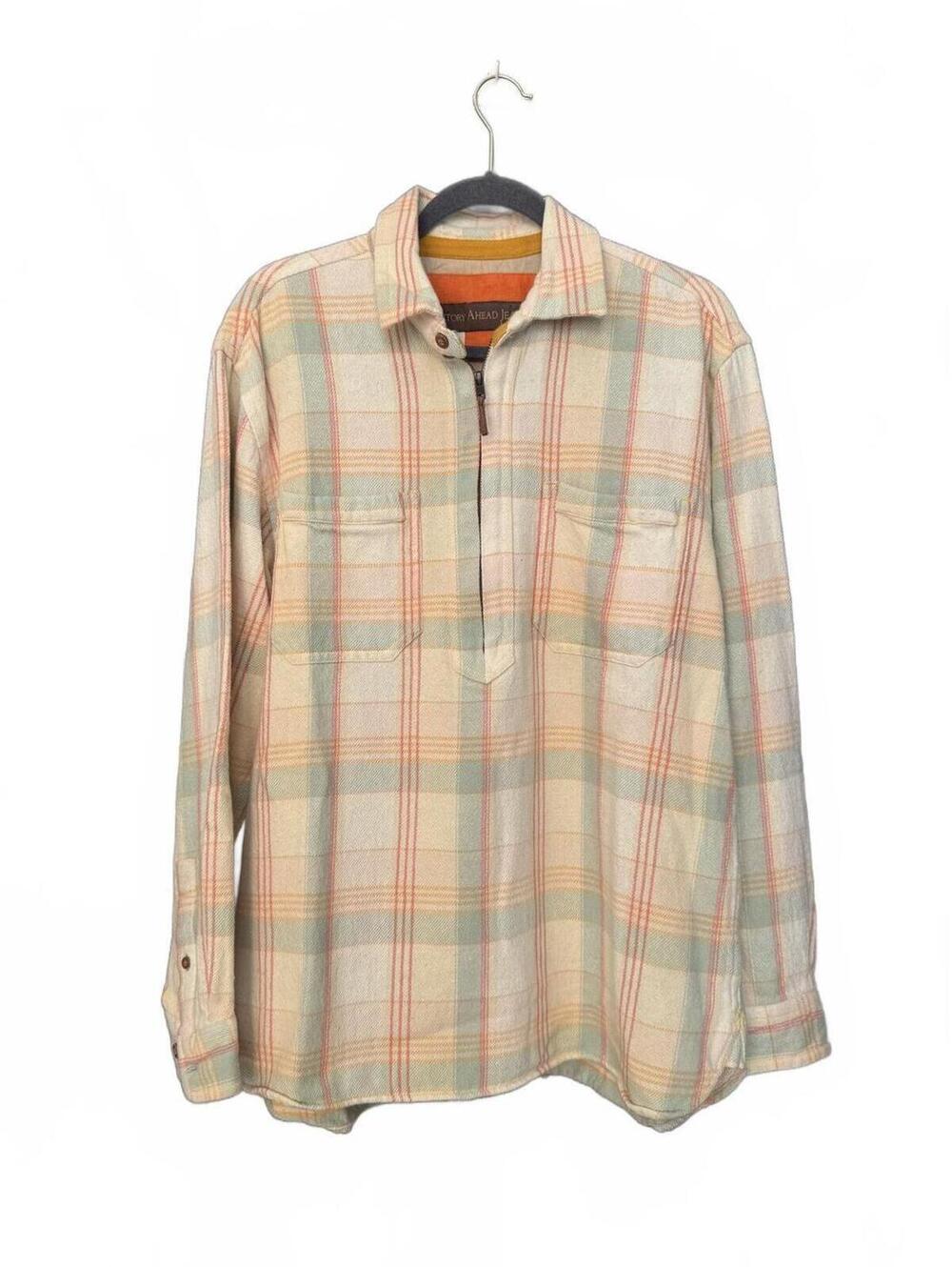 Vintage Territory Ahead Spring Plaid Pullover Quarter-Zip Size M